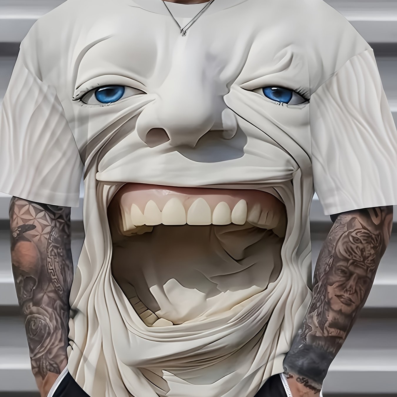 Camiseta de manga corta de poliéster con patrón de dibujos animados para hombre talla grande para verano