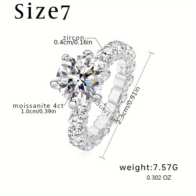 Women's Moissanite Solitaire Engagement Ring 1CT D Color VVS1 Clarity Wedding Band in Sterling Silver