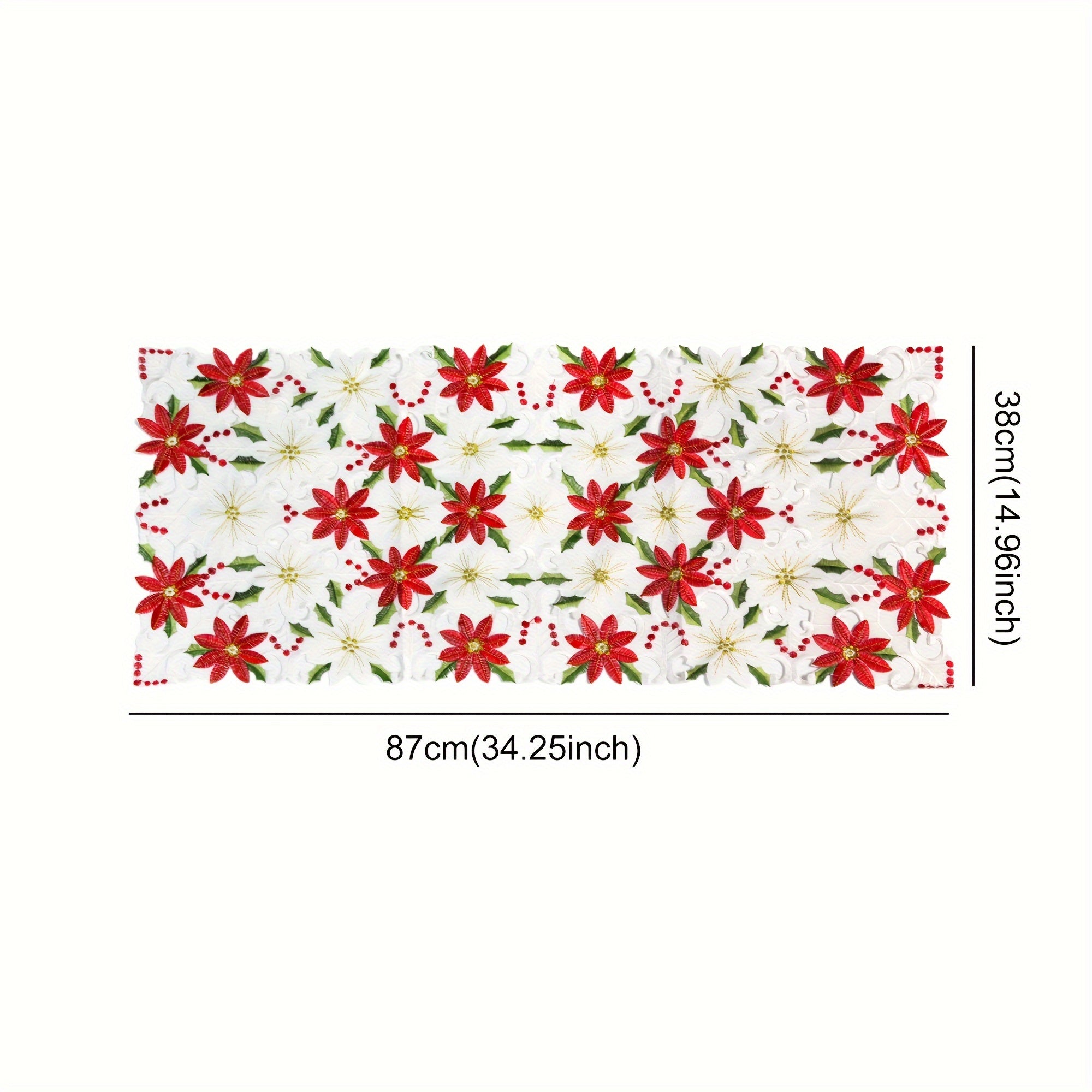 Christmas Printed Tablecloths and Embroidered Table Runners Set for Party and Picnic 28x43cm 38x176cm 38x220cm