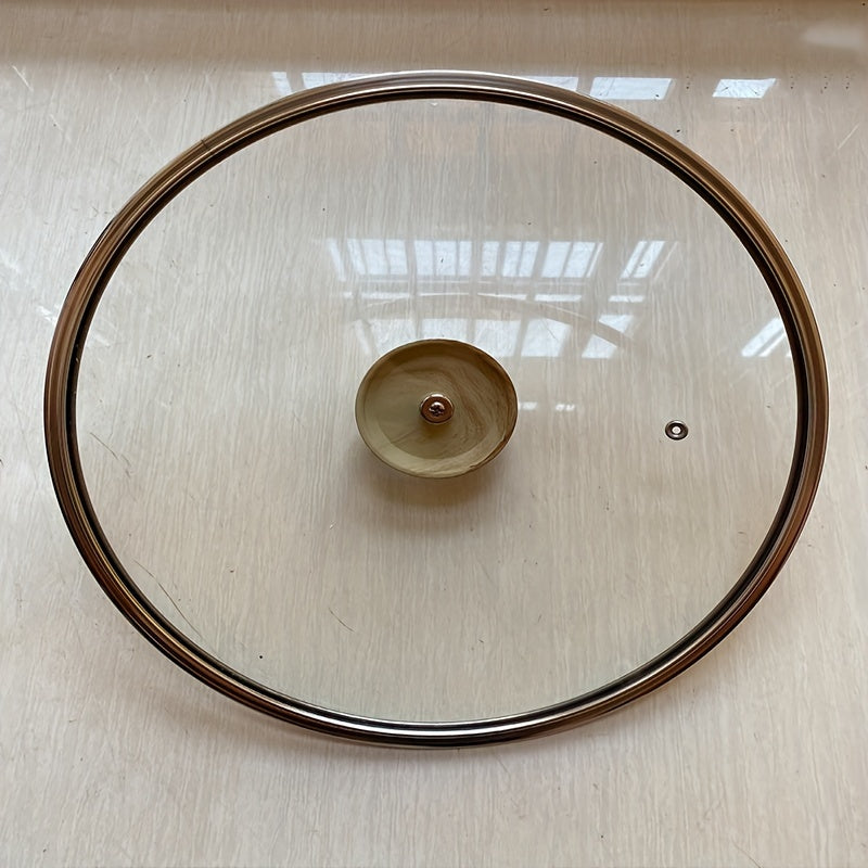 Large Tempered Glass Cookware Lid with Wooden Handle 36cm for Woks and Pans