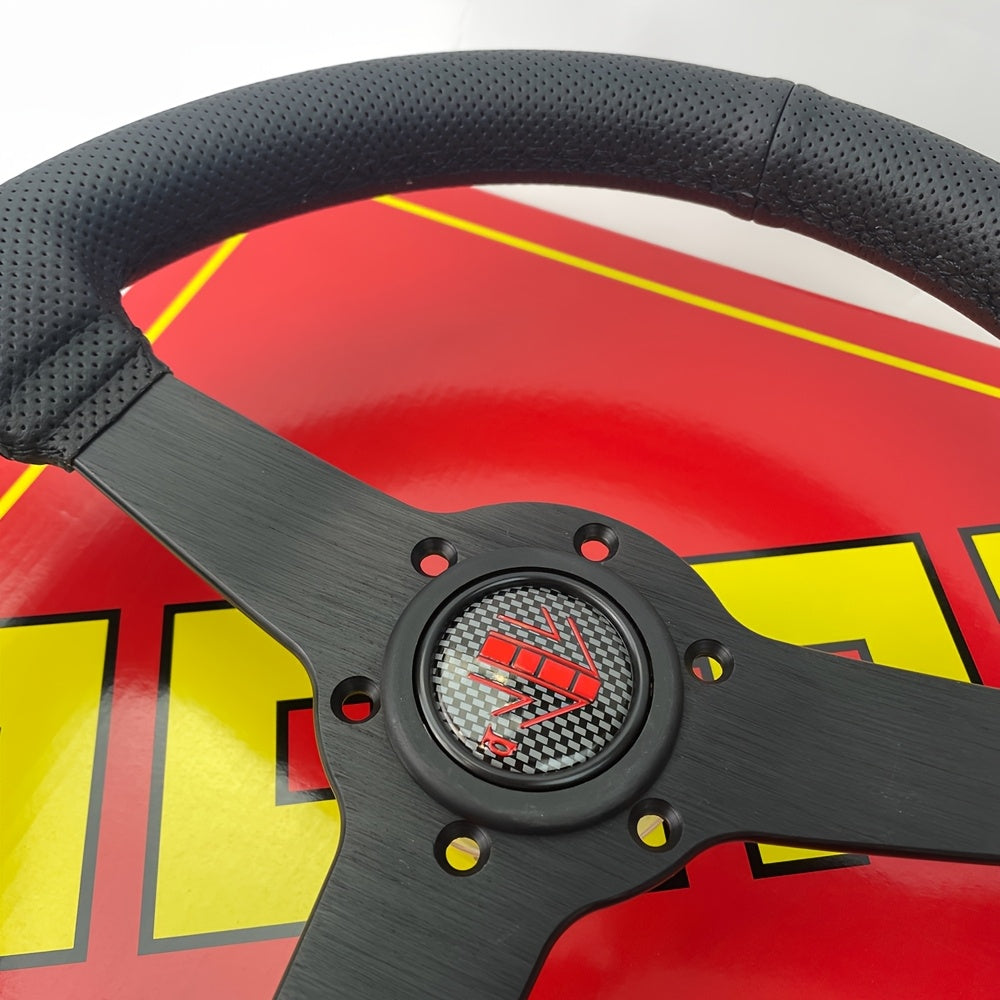 Drift Steering Wheel Flat 33.02cm Racing Rally Style Perforated Leather
