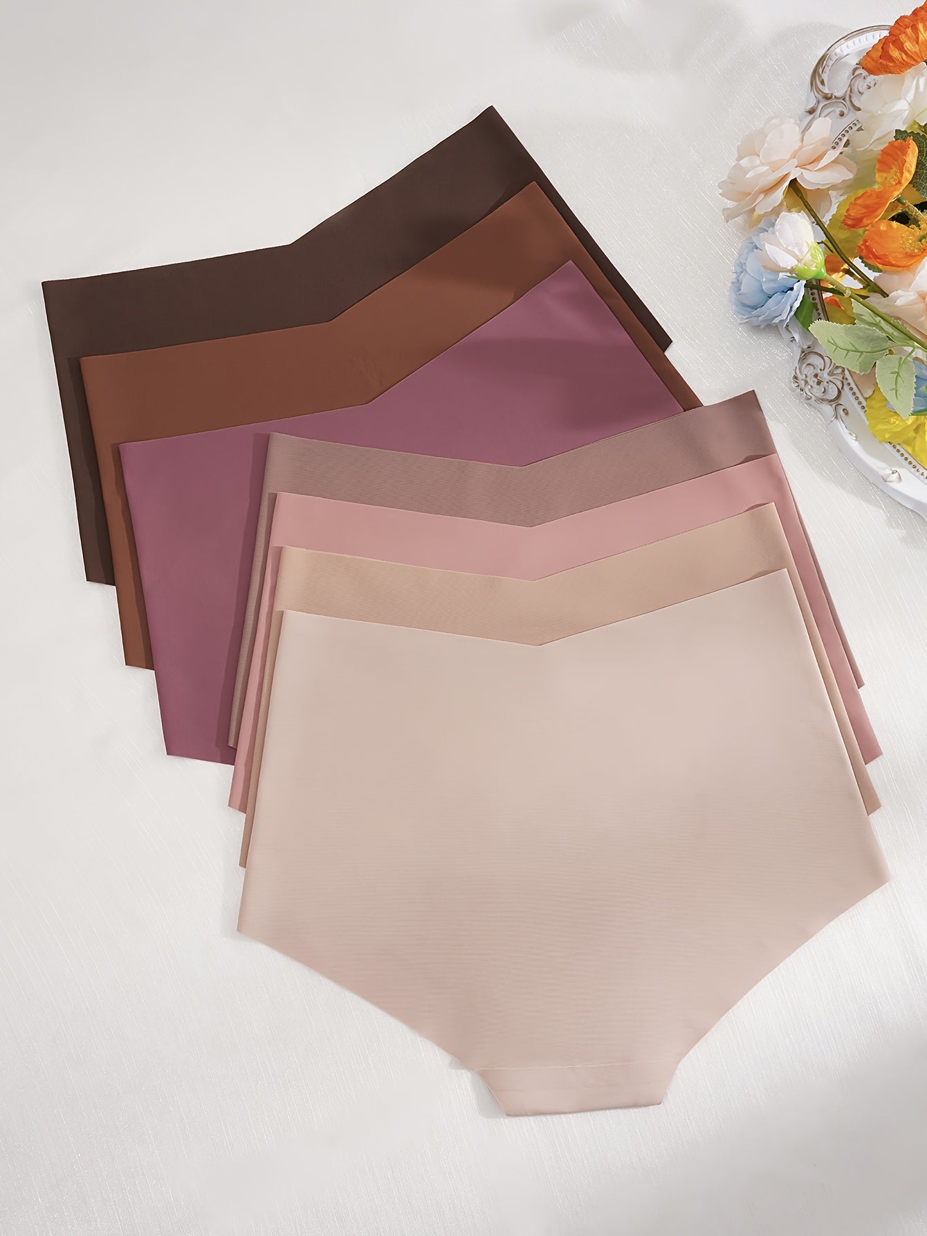 7-Piece High Waist Seamless Briefs for Women Solid Color Breathable Stretchy Underwear