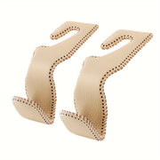 Unisex Faux Leather Car Seat Hook Hanger for Bags and Purse Storage Black or Beige