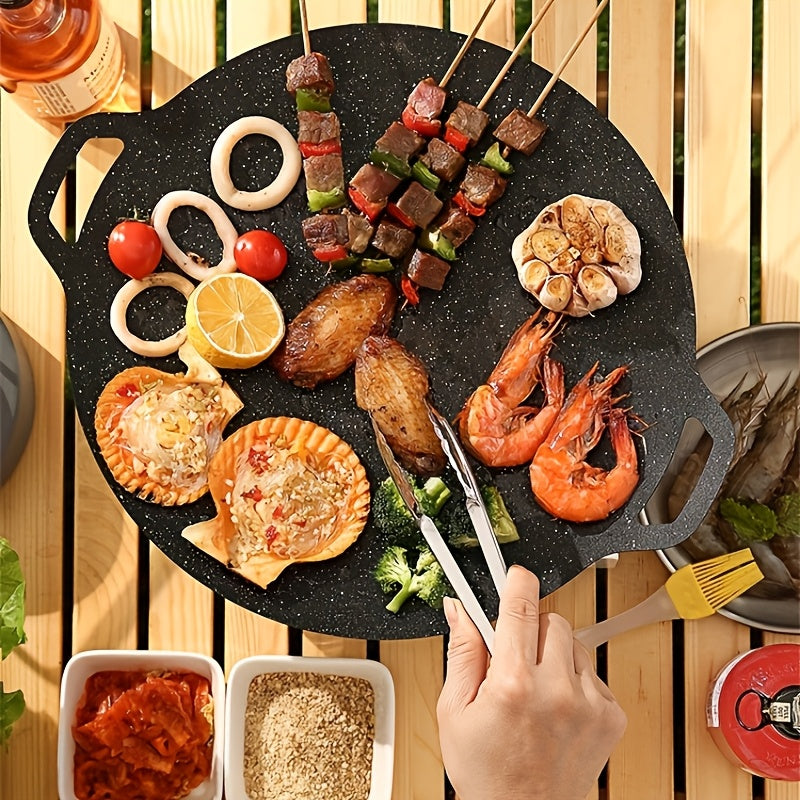 Qattiq po'latdan yasalgan grill pan, BBQ, lager va tashqi oshpazlik uchun, yopishmaydigan, chidamli