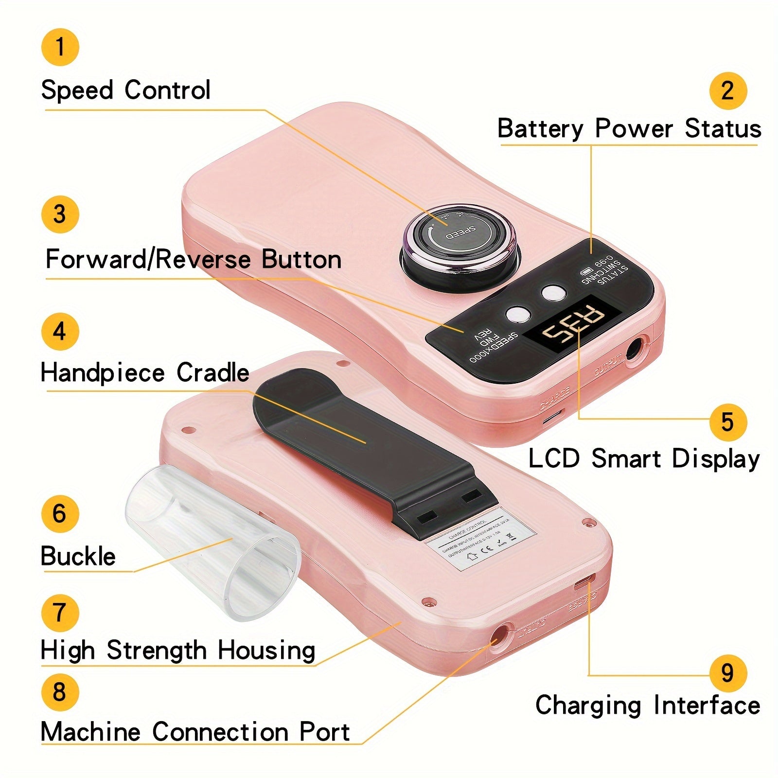 Electric Nail Drill Machine for Acrylic Nails Portable Cordless 35000 RPM Manicure Pedicure Kit