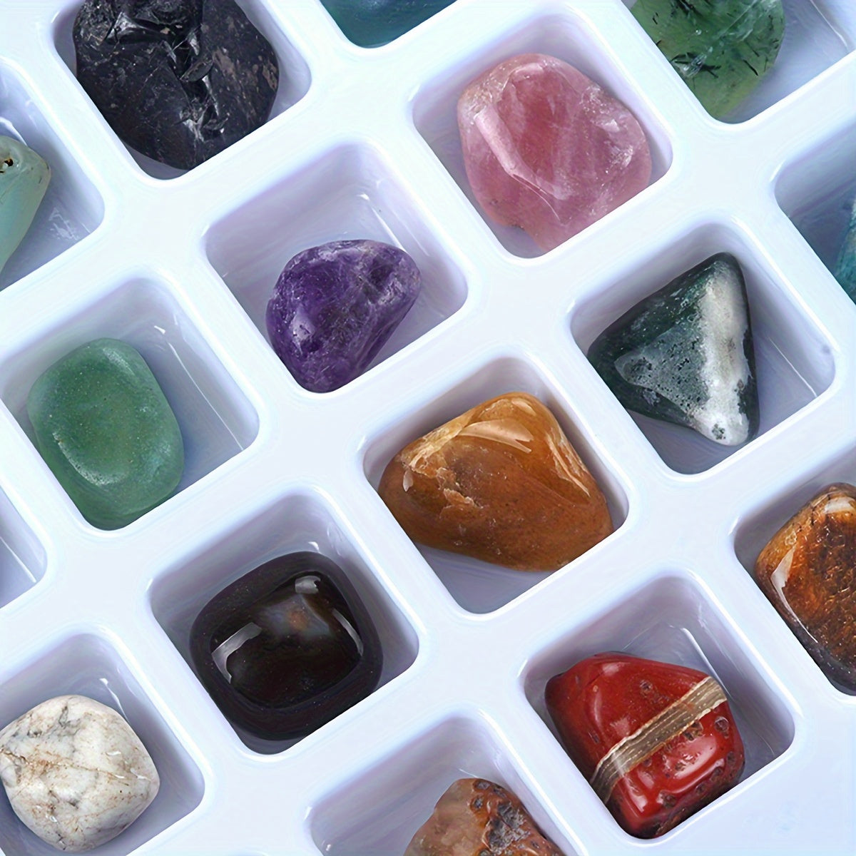 Natural Stone Gift Box with 20 Pieces for Science Education and Decoration