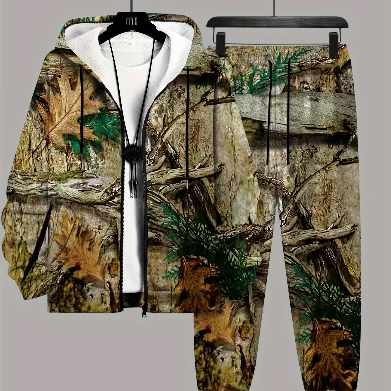 Large Size Casual 3D Digital Print Hoodie and Pants Suit Polyester
