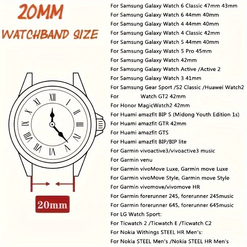 Synthetic Leather Smartwatch Band 20mm 22mm with Foldover Clasp Magnetic Buckle Compatible with Galaxy Watch Active 2 GTR GTS GT3 GT4