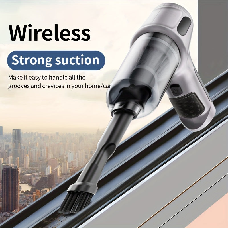 Compact Cordless Vacuum Cleaner with Strong Suction, Rechargeable USB, Car and Home Use