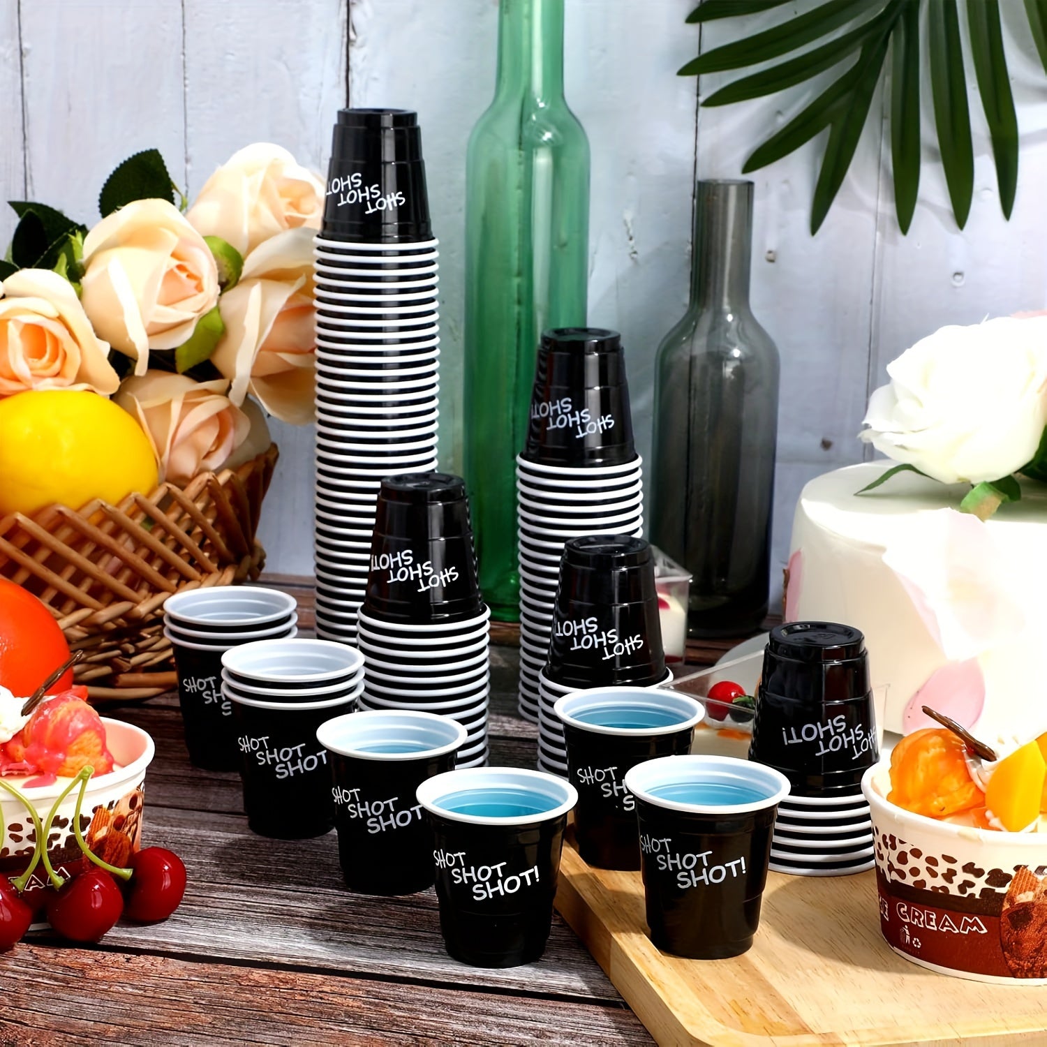 20/50 Pack Disposable 2oz Black Paper Shot Cups with Lids for Hot Beverages Recyclable