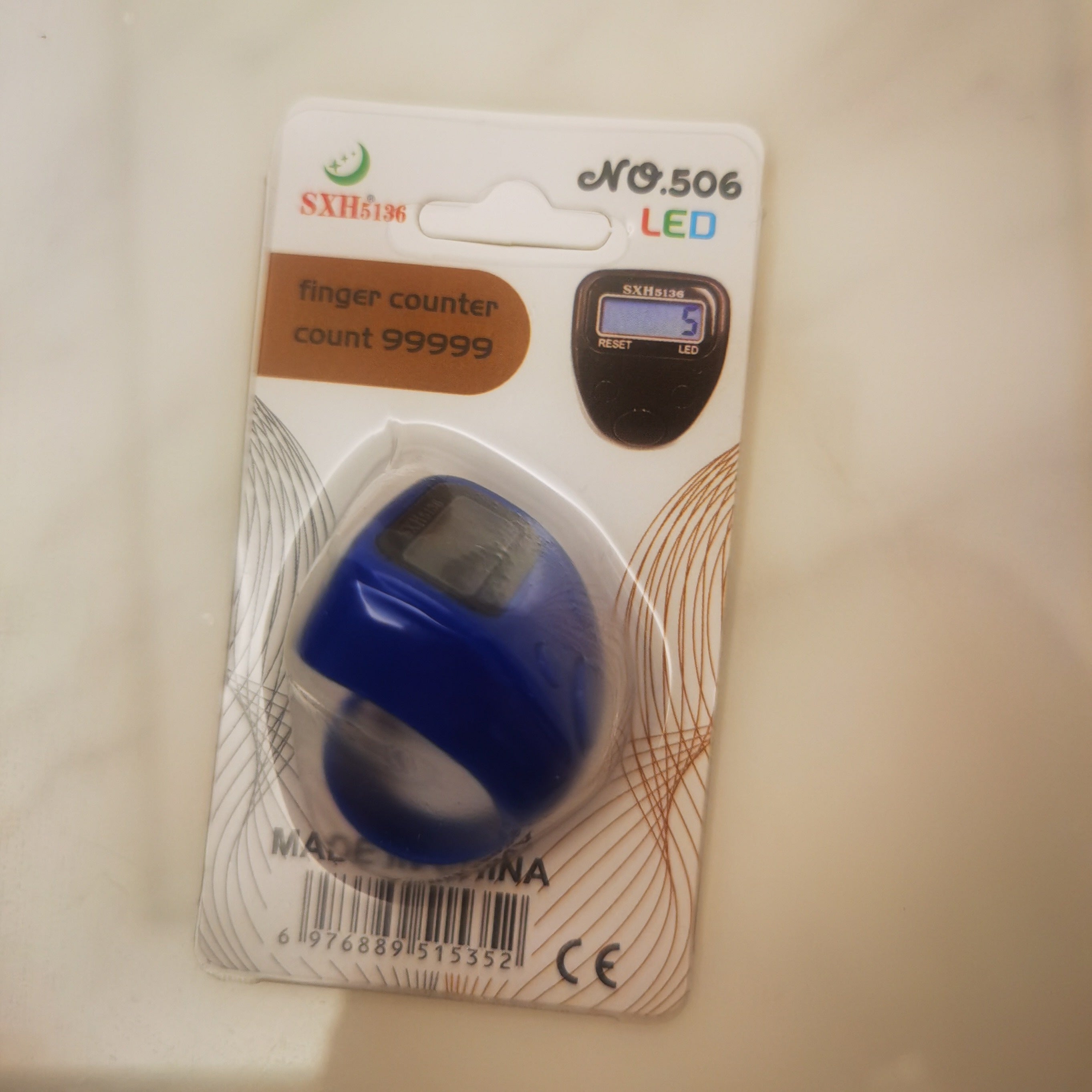 LED Electronic Counter with Tasbih Prayer Beads Digital Counter for Knitting and Counting Blue LCD Display