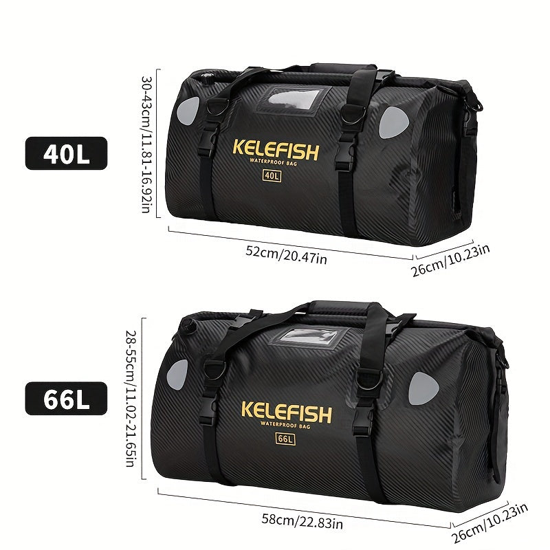 Waterproof Motorcycle Dry Bag 66L Durable PVC Reflective Black Carbon Fiber