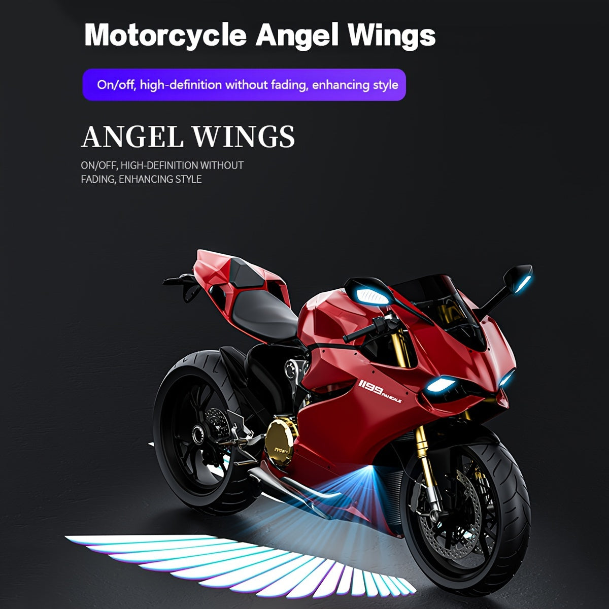Luces de proyector LED para motocicleta, alas de ángel, iluminación ambiental decorativa para scooters eléctricos