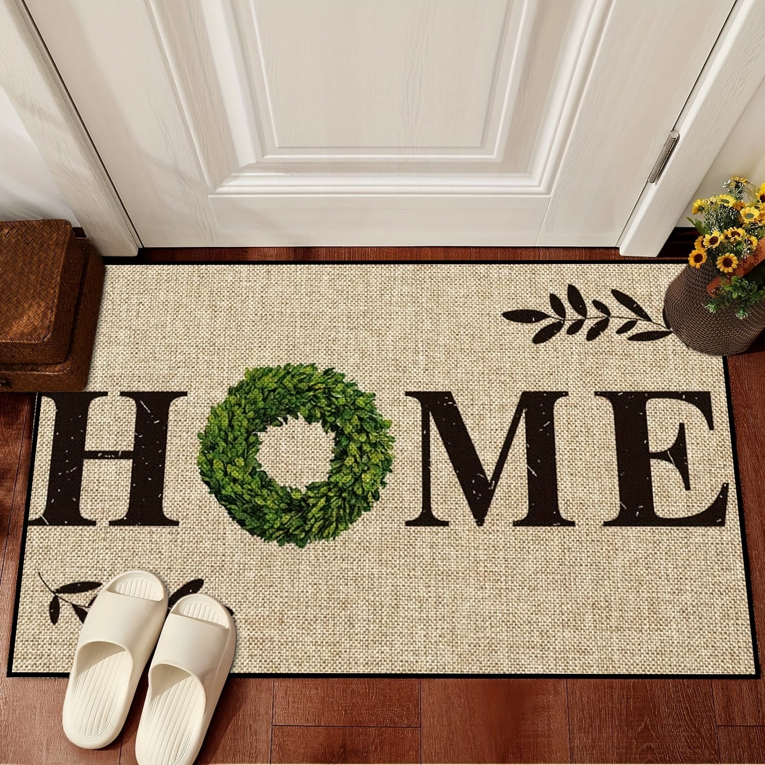Charming Leaf Welcome Door Mat Non-Slip Indoor Outdoor Floral Rug