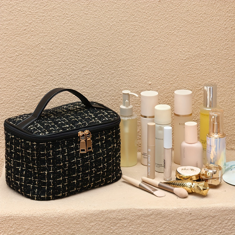 Waterproof Large Cosmetic Bag with Zipper Closure for Travel and Home Use