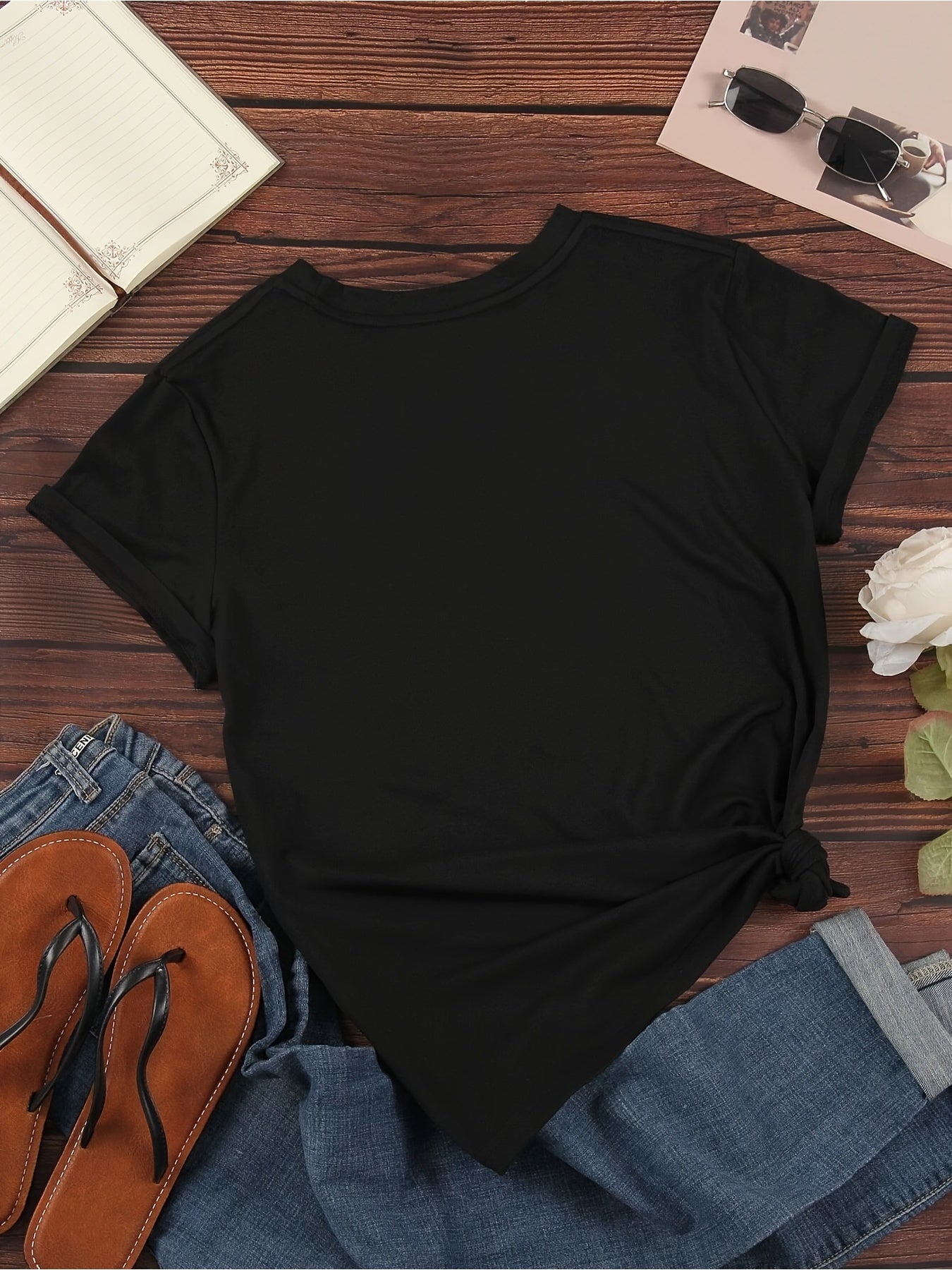 Women's Plus Size Light Blue Casual Short Sleeve T-Shirt Breathable Graphic Top