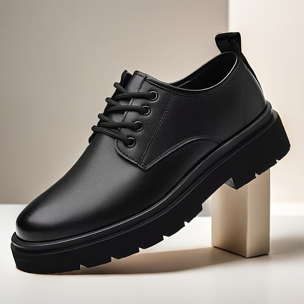 Men's Black Casual Shoes with Thick Soles for All Seasons