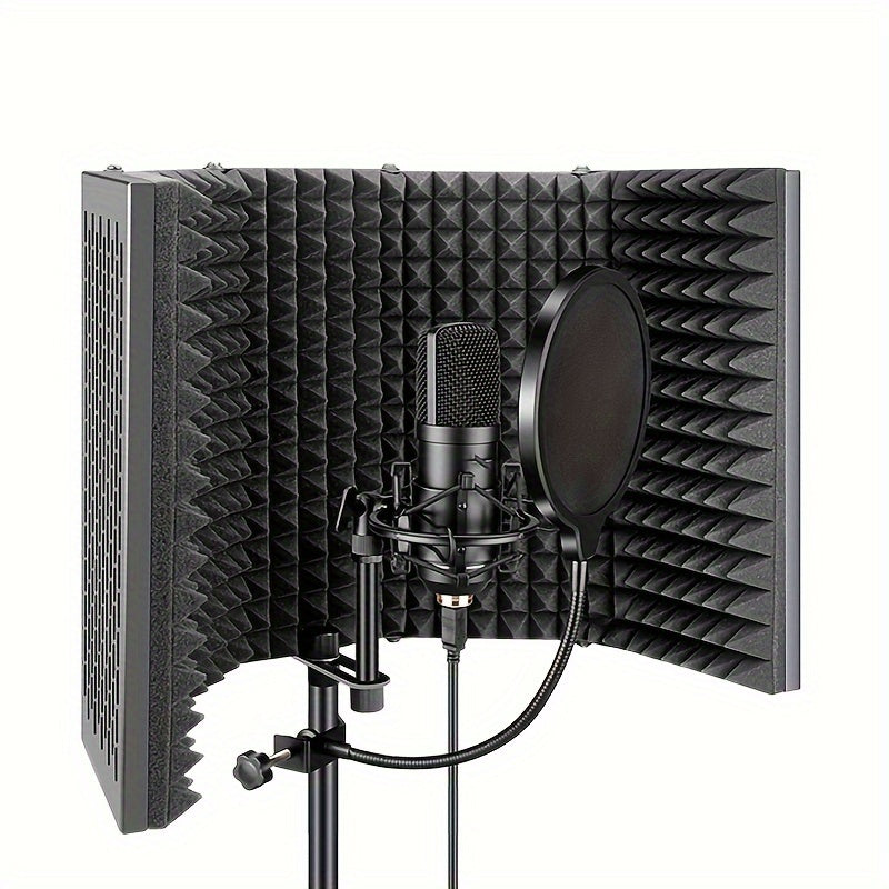 High-Density Foam Sound Absorption Panel for Noise Reduction and Vocal Recording Black