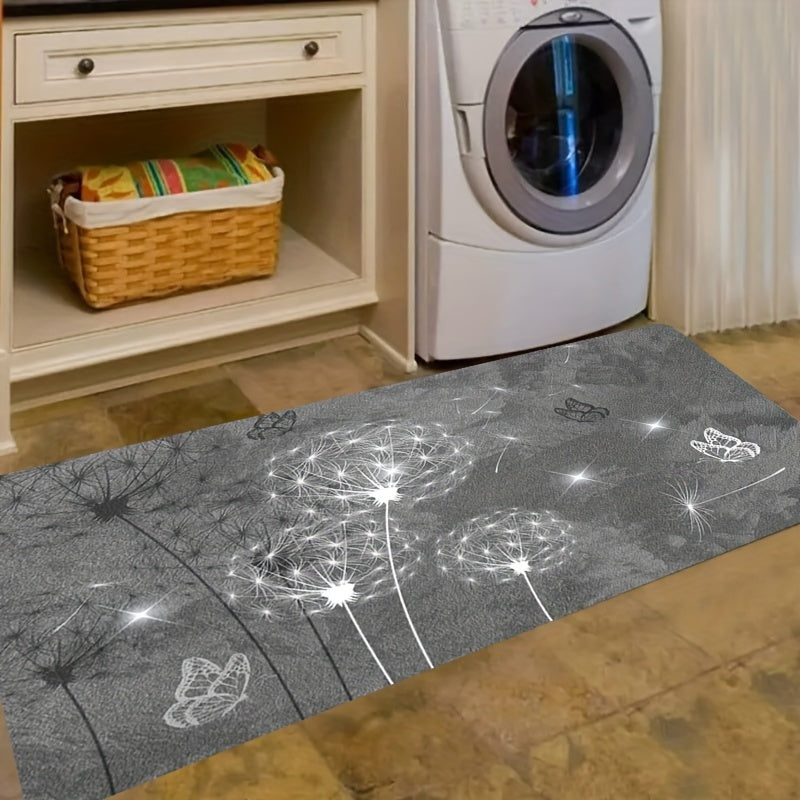 Gray Floral Dandelion Vintage Pattern Rug for Entryways and Bedrooms