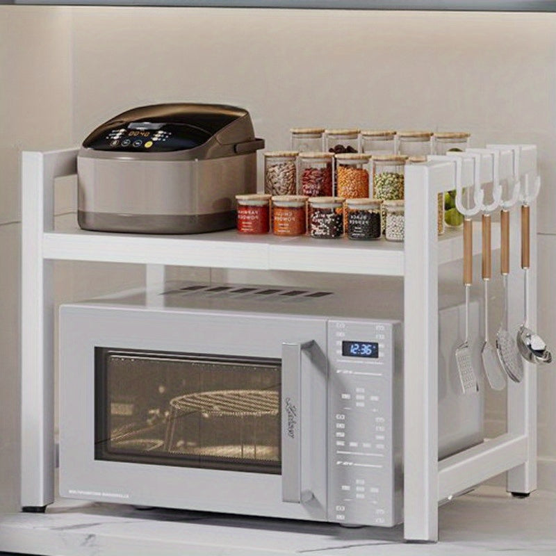 Retractable Multi-Layer Kitchen Storage Rack for Microwave and Oven Organizer