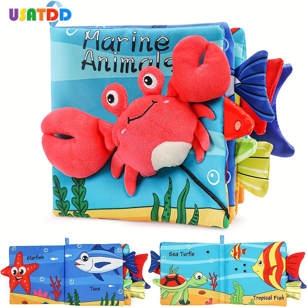 Libro suave para bebés para infantes con diseño de alto contraste, juguete de tela crujiente para la hora de la barriga