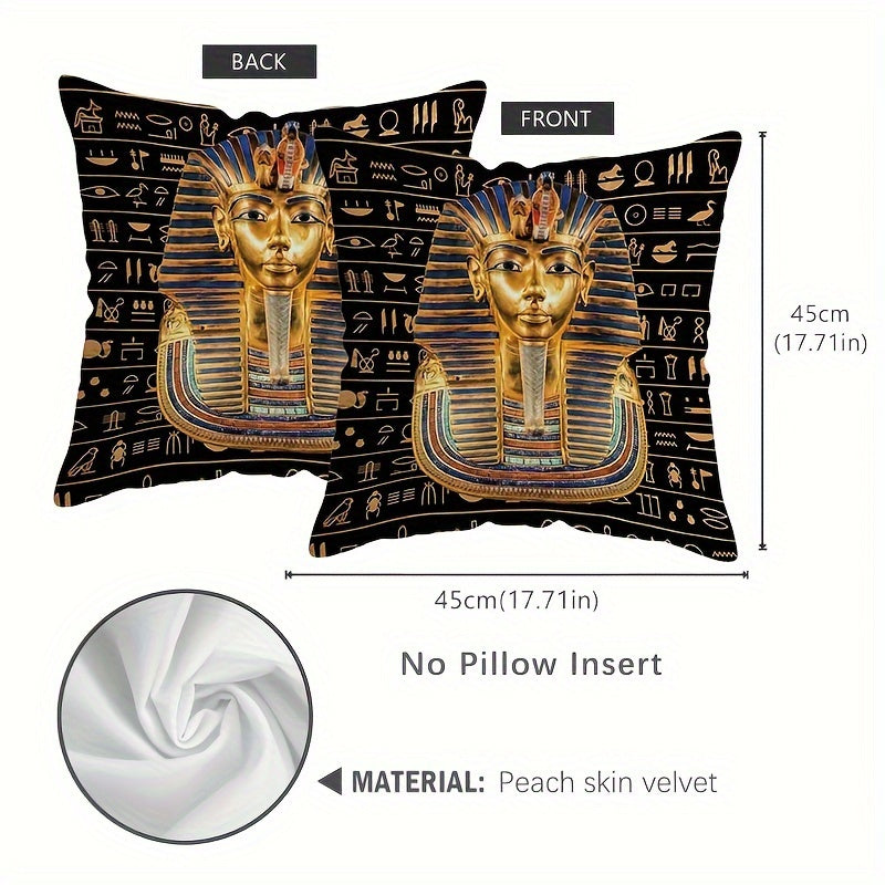 1 to'plam Fir'avn yostiq qoplari - Vintage Misr uslubi, 44.96x44.96 sm, uy bezatish uchun mustahkam polyester qoplamalar. Ichki qismi kiritilmagan.