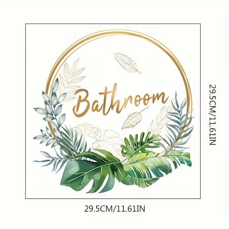 Green Plant Wall Decal for Bathroom Door Self-Adhesive Ceramic Sticker Semi-Gloss Finish Halloween Christmas Decor