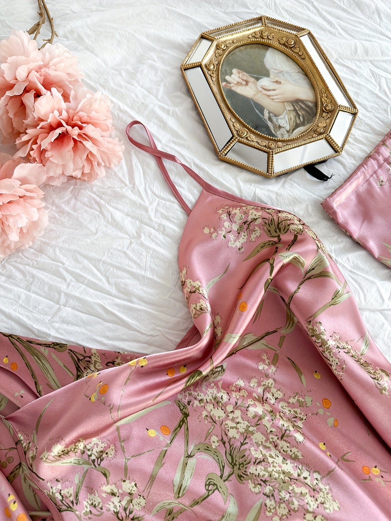 Plus Size Pajama Set Cherry Print Lightweight Polyester All-Season Short Set