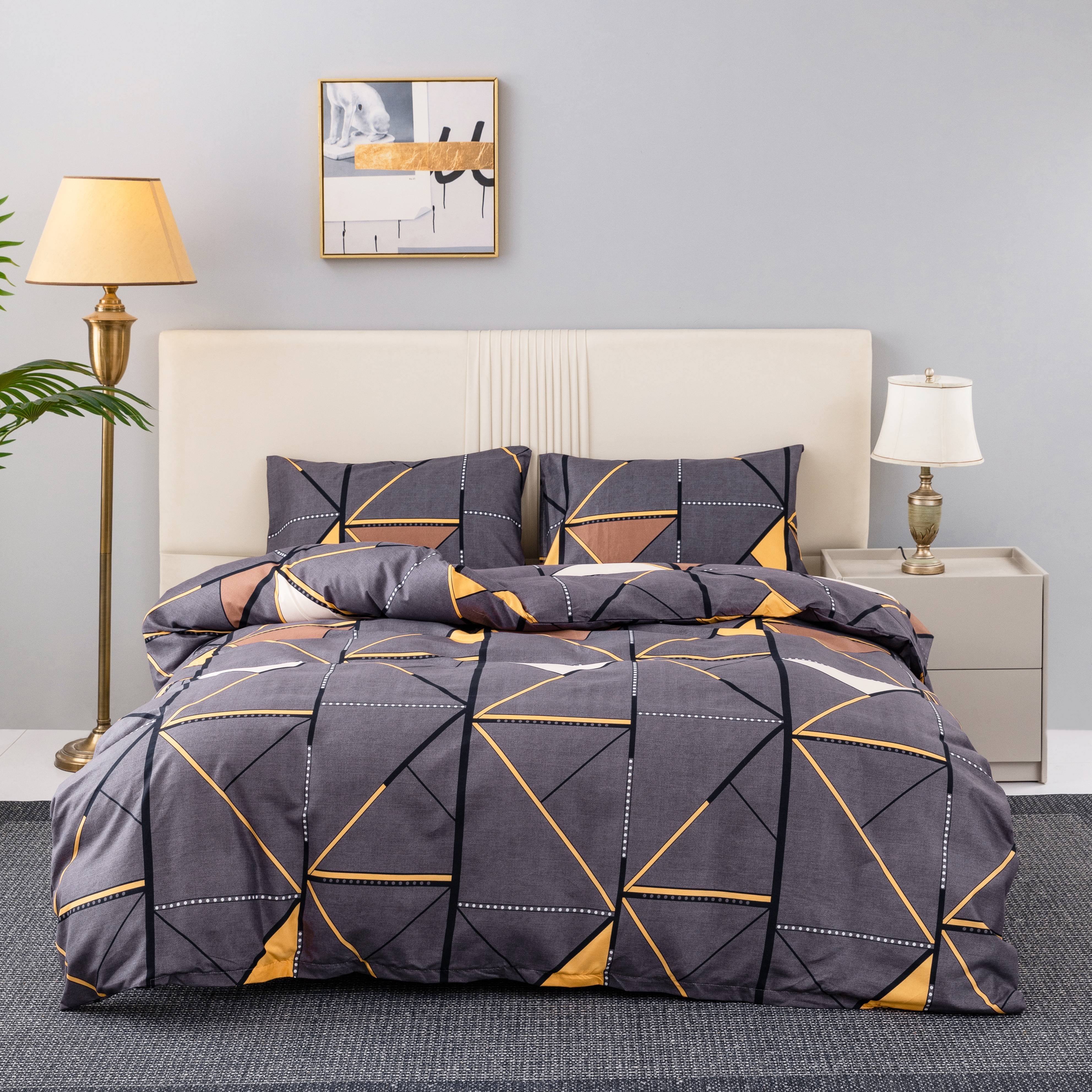 Geometric Pattern Bedding Set Duvet Cover and Pillowcases All-Season Polyester Machine Washable