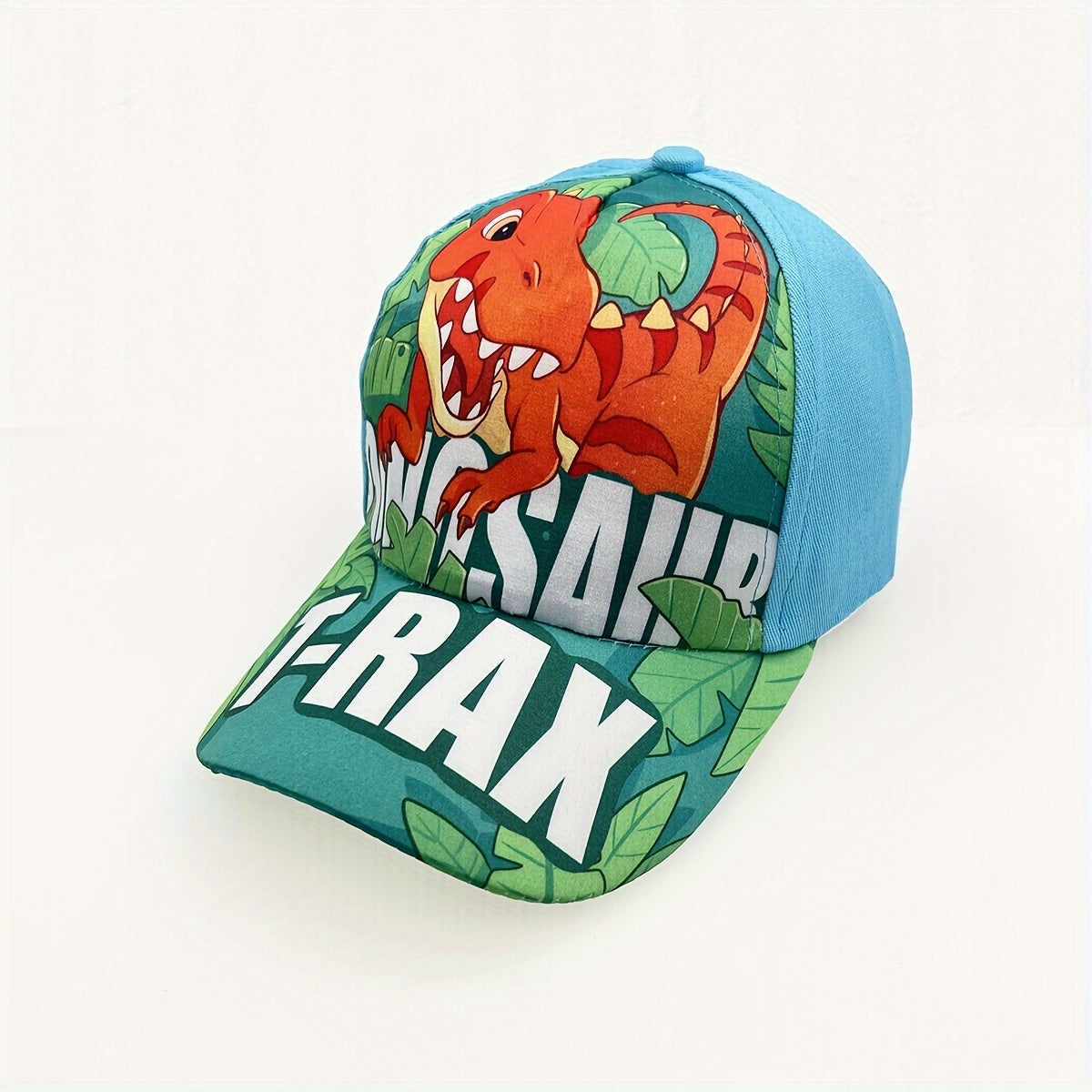 Kids Adjustable Cartoon Dinosaur Print Baseball Cap Lightweight All-Season Fitted for Boys and Girls
