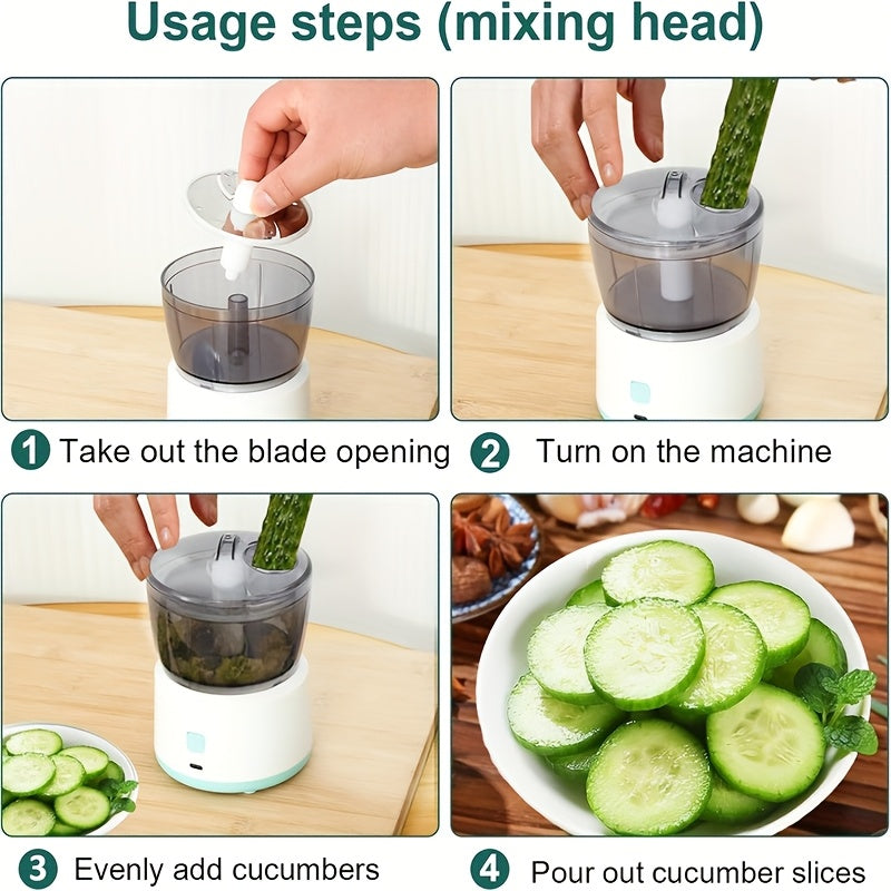 Mini picadora de carne recargable 3 en 1 con cuchillas de acero inoxidable, 10000 RPM