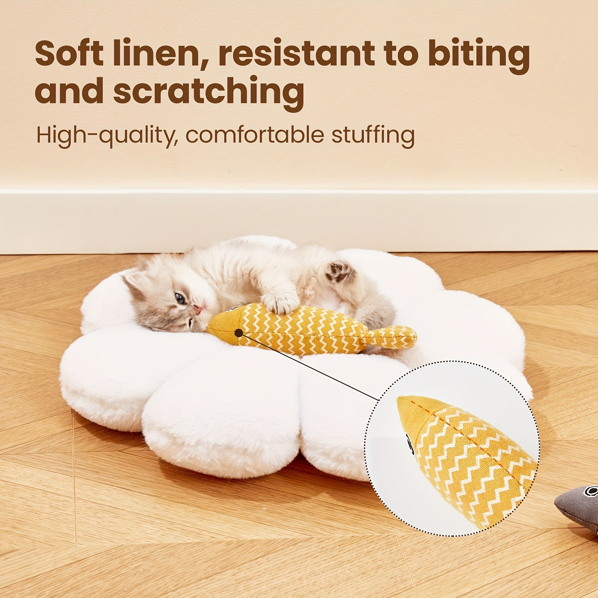 Durable Linen Fish-Shaped Cat Toy for Interactive Play with Sound