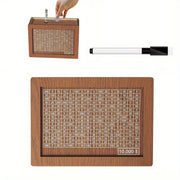 Caja de ahorros de madera con objetivos en moneda y números, caja de dinero con contador de objetivos de ahorro, regalo perfecto.