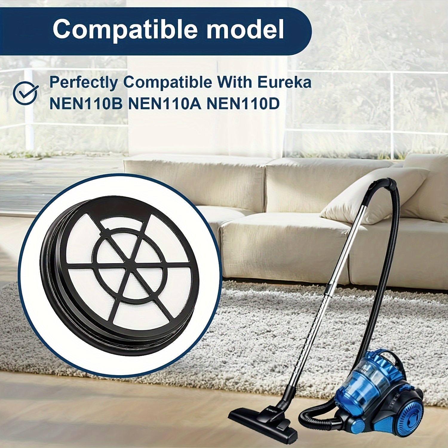 Replacement Vacuum Filters for Canister Cleaners, Dust Traps, Compatible with Models NEN110A NEN110B NEN110D