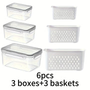 6-Pack BPA-Free Plastic Food Storage Containers with Lids for Refrigerator and Kitchen Organization