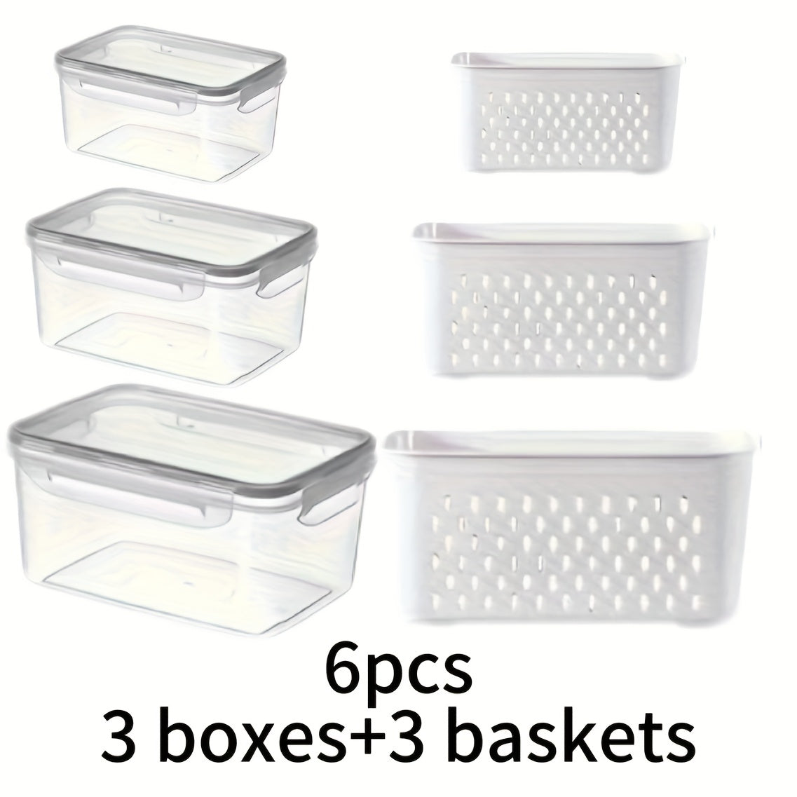 6-Pack BPA-Free Plastic Food Storage Containers with Lids for Refrigerator and Kitchen Organization