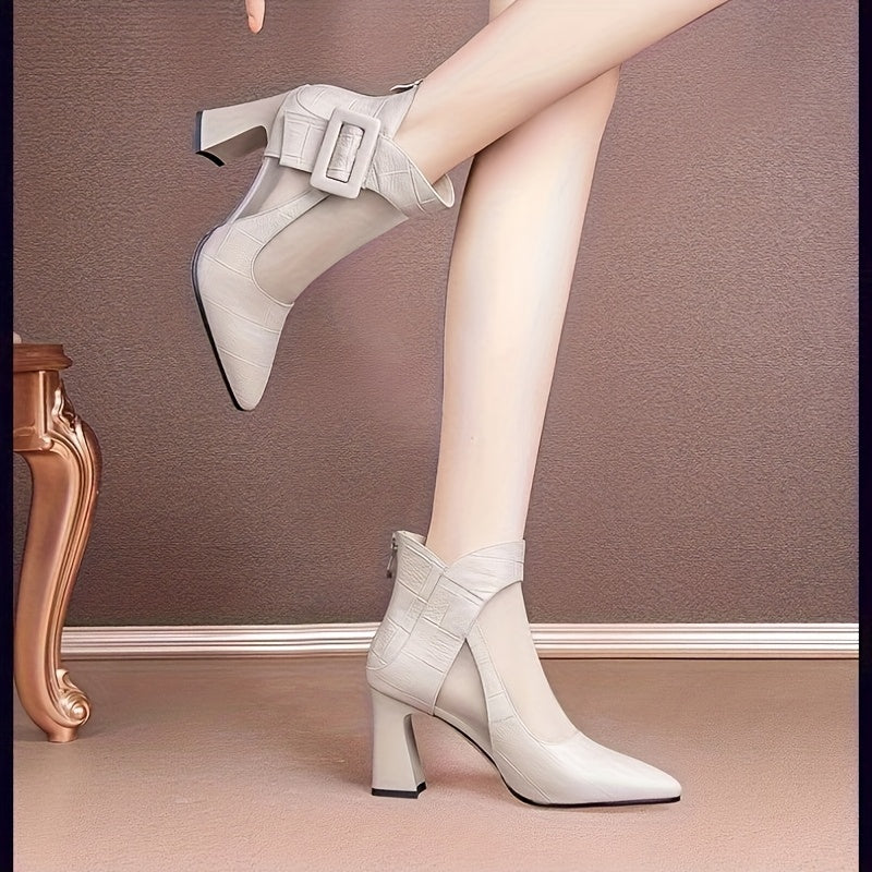 Women Pointed Toe Chunky Heel Pumps Black Summer Formal Office Shoes