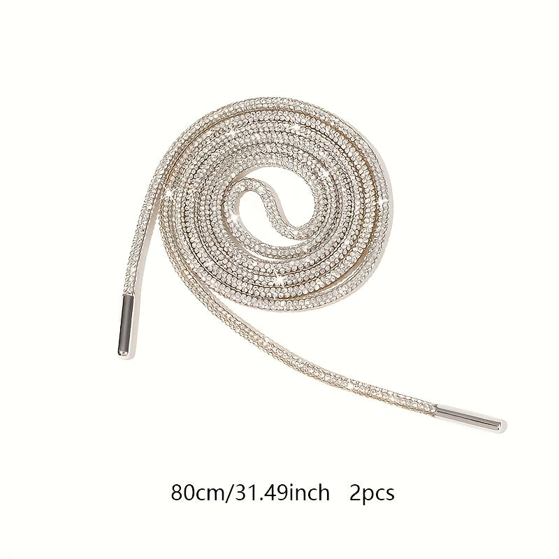 Unisex Rhinestone Shoelaces Solid Color Twist Ribbon DIY Shoe Accessories