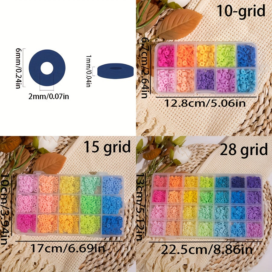 Polymer Clay Beads for Jewelry Making 6mm Flat Round Assorted Colors 10/15/17/24/28 Grids