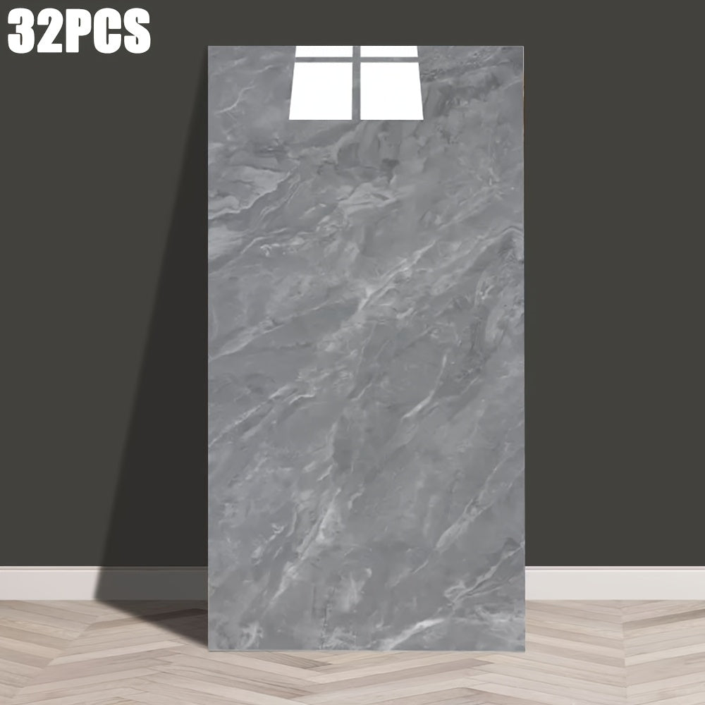 32 Pieces Self-Adhesive Marble Pattern Wall Stickers Waterproof Glossy Faux Ceramic for Home Decor
