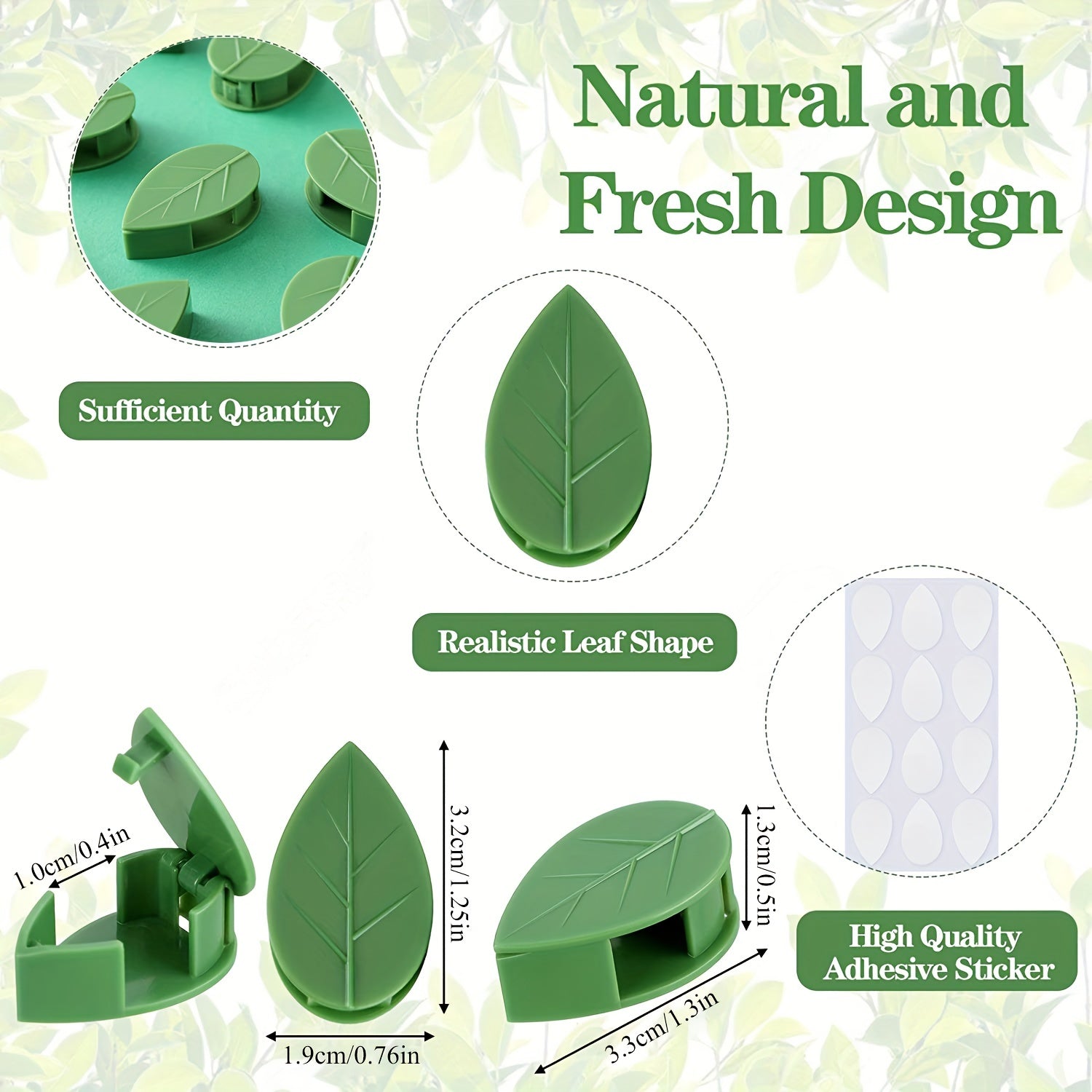 10 Green Plastic Climbing Wall Clips Self-Adhesive Garden Vine Holders for Decorations
