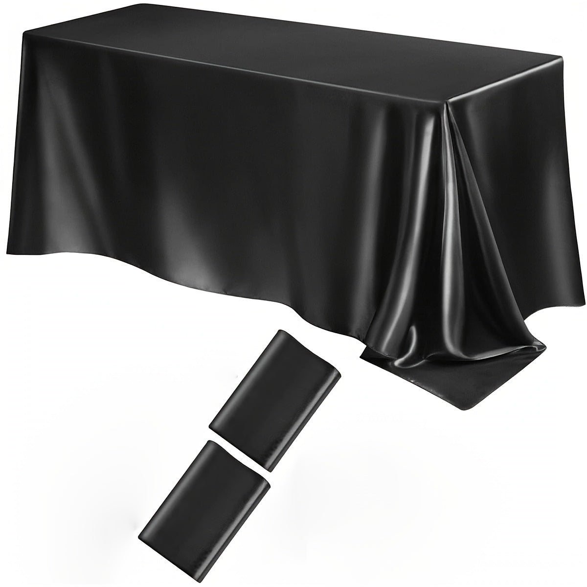 Satin Tablecloths 2-Pack Rectangular Polyester 259x147 cm for Weddings Parties
