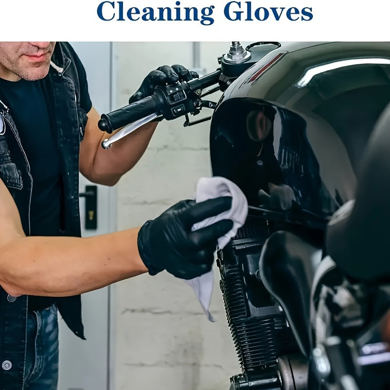 Black Nitrile Disposable Gloves Powder-Free Non-Slip Lightweight Ambidextrous for Kitchen and Home Cleaning