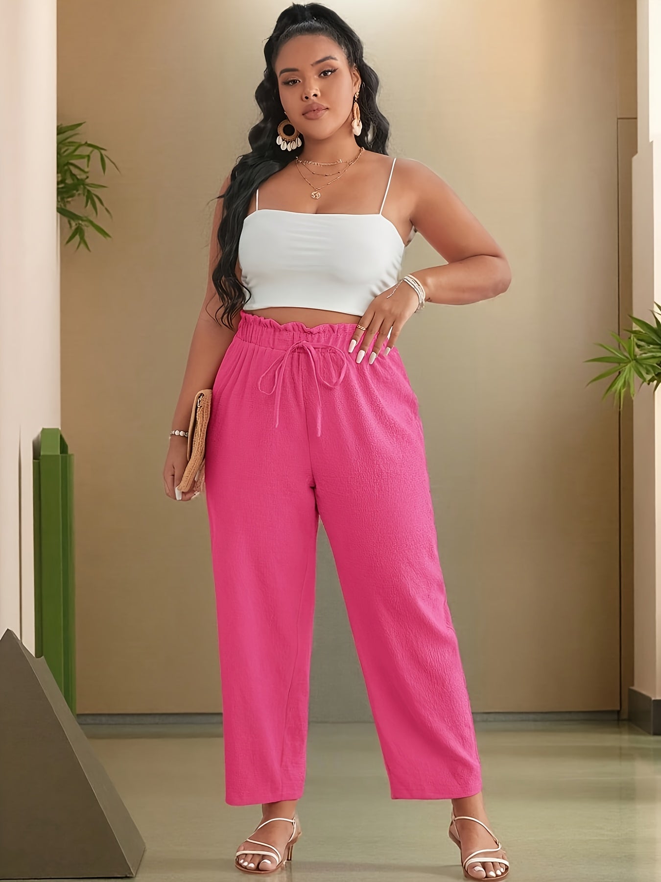 Women's Asymmetrical Hem Harem Pants Solid Color Nine-Tenths Length Casual Trousers