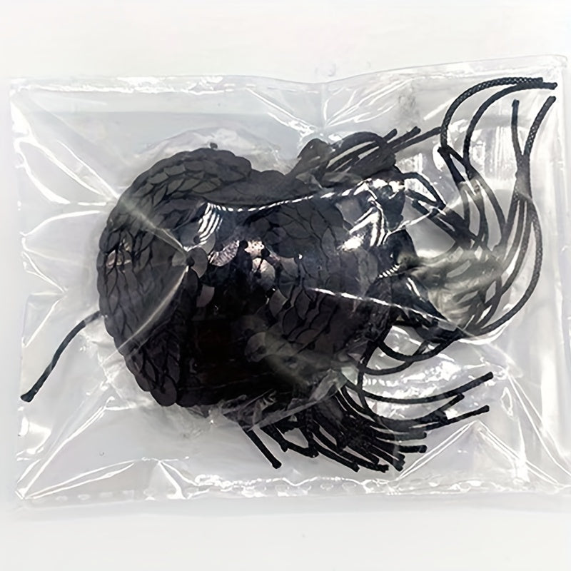 1 juft yurak shaklidagi silikon ko'krak yopishtirgichlari va tassel payetli nipel yopishtirgichlari.