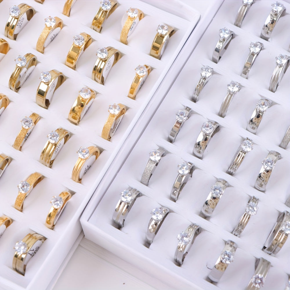 Unisex Stainless Steel Ring with 15-Color Enamel and Diamond Accents for Engagements