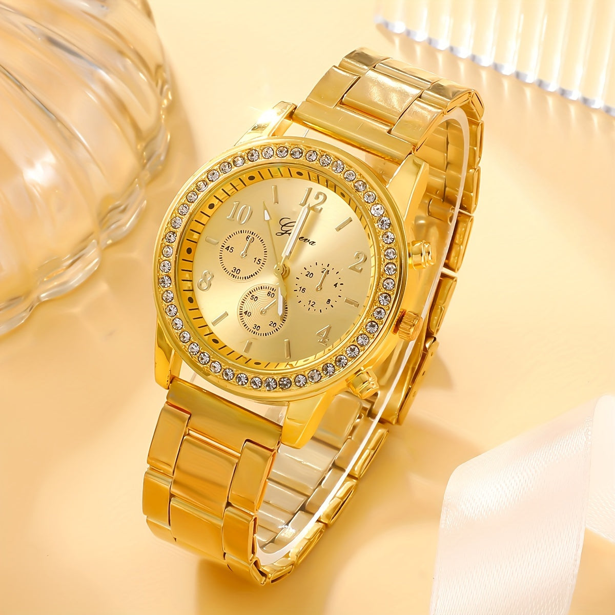 Women's Quartz Watch and Bracelet Set Stainless Steel Band Zinc Alloy Case Non-Rechargeable Battery