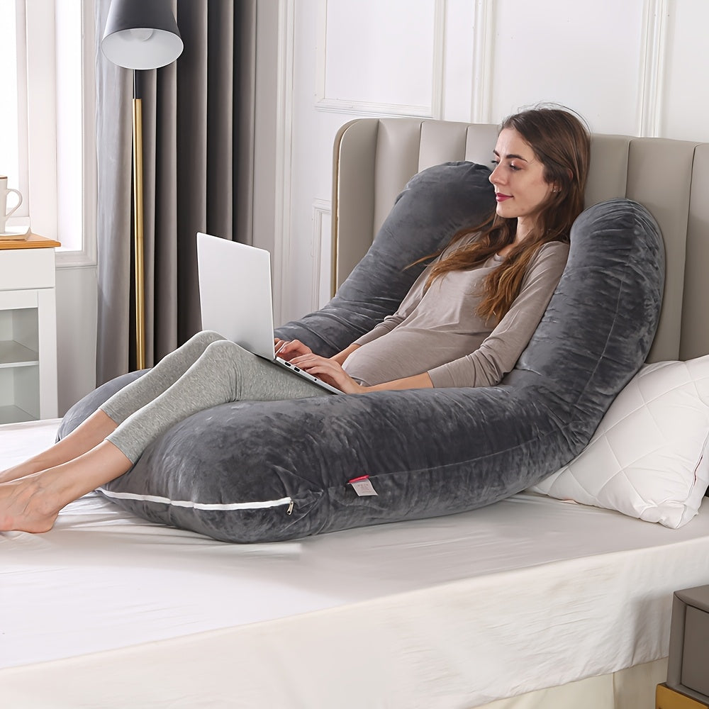 U-Shaped Maternity Pillow 114cm Soft Plush Support for Pregnancy Back and Abdominal Relief
