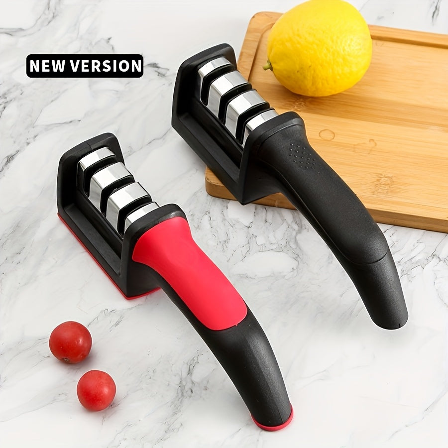 3-in-1 Manual Knife Sharpener for Kitchen, Medium Grit Metal Honing System