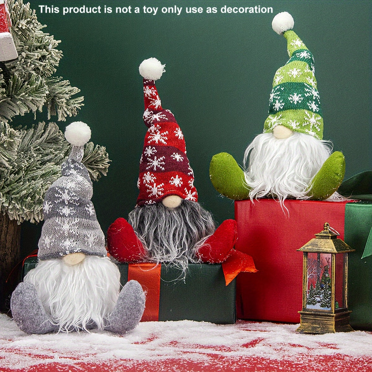 Christmas Scene Decoration with Old Man Snowflake Hat and Props